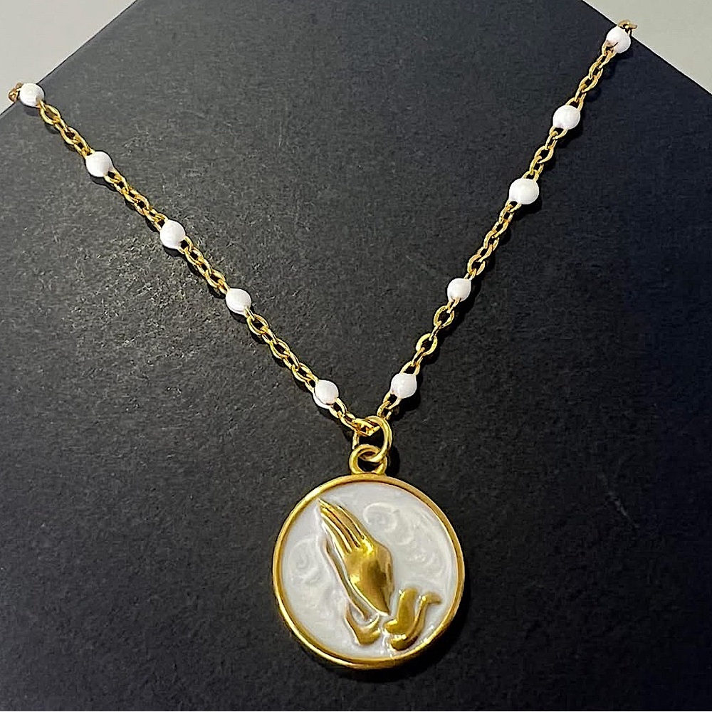 Prayer and Supplications Black Enamel Pendant and Necklace 🙏🏽